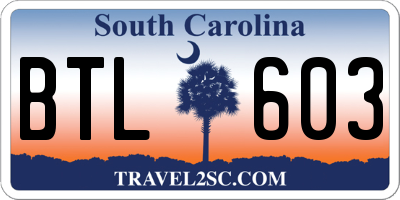 SC license plate BTL603