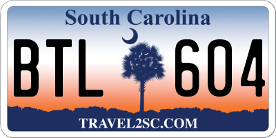 SC license plate BTL604