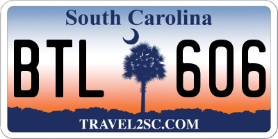 SC license plate BTL606