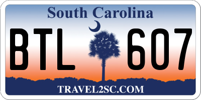 SC license plate BTL607