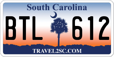SC license plate BTL612
