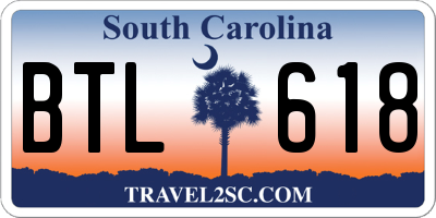 SC license plate BTL618