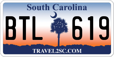 SC license plate BTL619