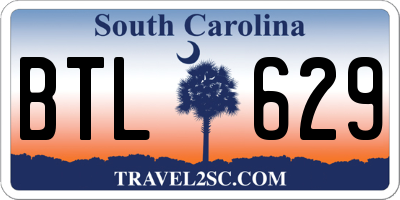 SC license plate BTL629