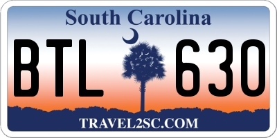 SC license plate BTL630