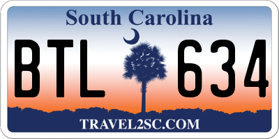 SC license plate BTL634