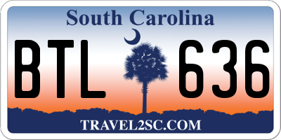 SC license plate BTL636