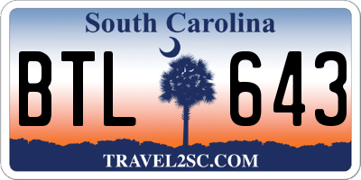 SC license plate BTL643