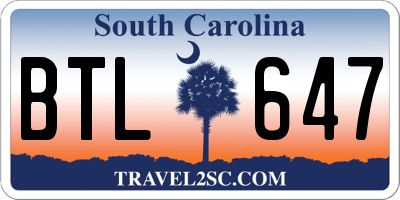 SC license plate BTL647