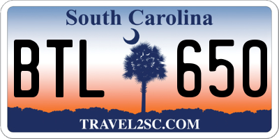 SC license plate BTL650