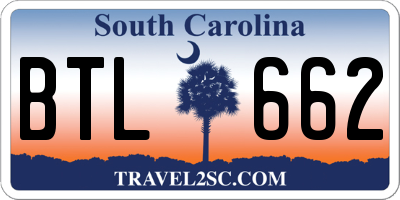 SC license plate BTL662