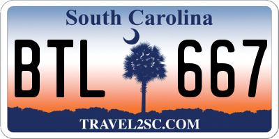 SC license plate BTL667