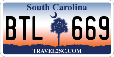SC license plate BTL669