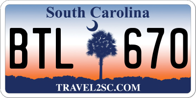 SC license plate BTL670