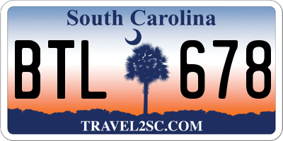 SC license plate BTL678