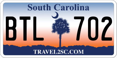 SC license plate BTL702
