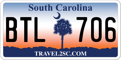 SC license plate BTL706