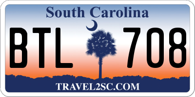 SC license plate BTL708