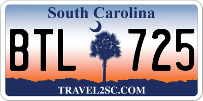 SC license plate BTL725
