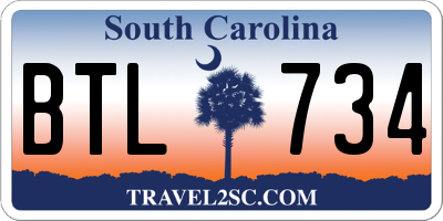 SC license plate BTL734