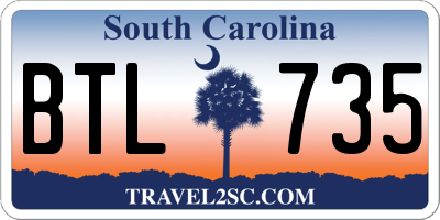 SC license plate BTL735