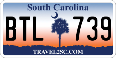 SC license plate BTL739