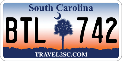 SC license plate BTL742