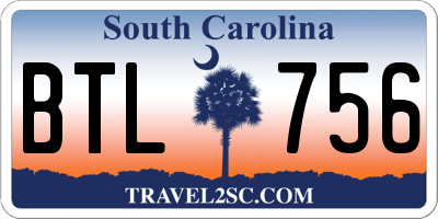 SC license plate BTL756