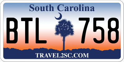 SC license plate BTL758