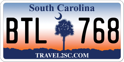 SC license plate BTL768