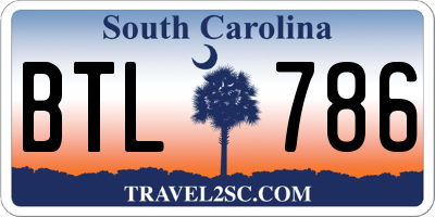 SC license plate BTL786