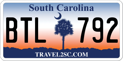 SC license plate BTL792