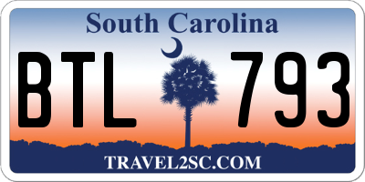 SC license plate BTL793