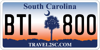 SC license plate BTL800