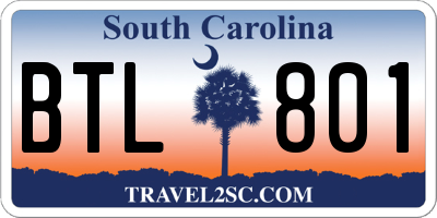 SC license plate BTL801