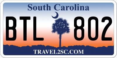 SC license plate BTL802