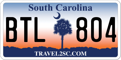 SC license plate BTL804