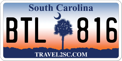 SC license plate BTL816