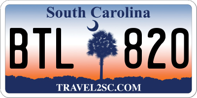 SC license plate BTL820