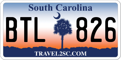 SC license plate BTL826