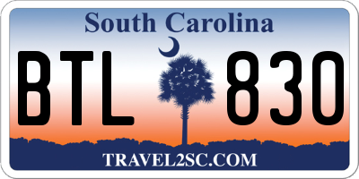 SC license plate BTL830