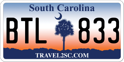 SC license plate BTL833