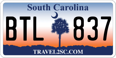 SC license plate BTL837