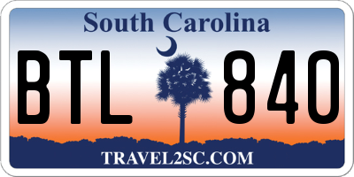 SC license plate BTL840