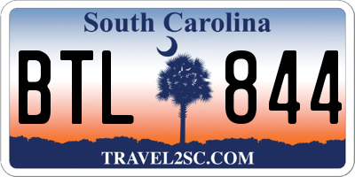 SC license plate BTL844