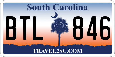 SC license plate BTL846