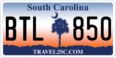 SC license plate BTL850