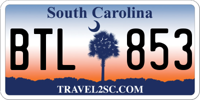 SC license plate BTL853