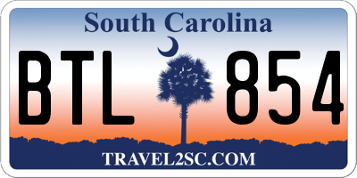 SC license plate BTL854