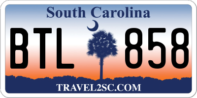 SC license plate BTL858